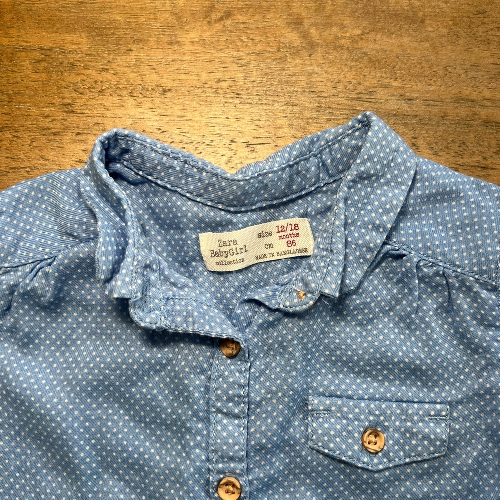 Zara Blue Button Down Shirt with Rolled Sleeves - Picture 3 of 3